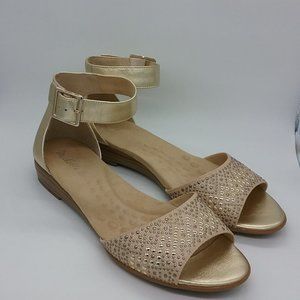 Michelle  D. Gold Studded Wedge Sandals